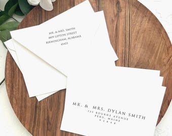 Custom Envelope Printing, Wedding Invitation Printing with Modern Addressing, A7 Printed Envelopes, Simple Elegant Wedding
