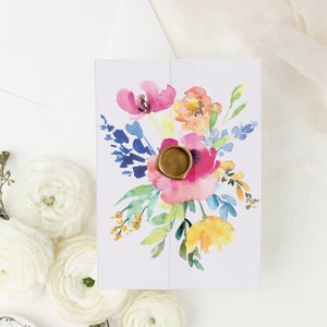 Spring Floral Vellum Jacket, Bright Vellum Invitation Wrap, 5x7 Vellum Wedding Invitation, Floral Printed Wrap for Invitations