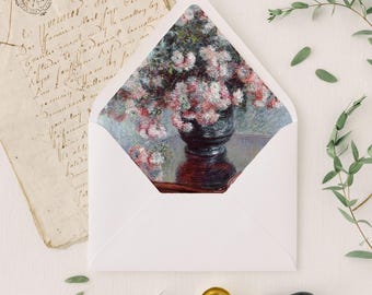 Protège-enveloppes floral chrysanthème pour faire-part de mariage, papeterie botanique beaux-arts, lot de 10 protège-enveloppes