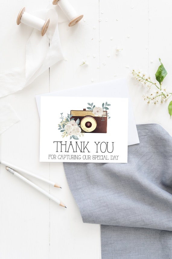 Photographer Thank You Card, Thank You For Capturing Our Special Day Wedding Day Card, Thank You Wedding Photographer