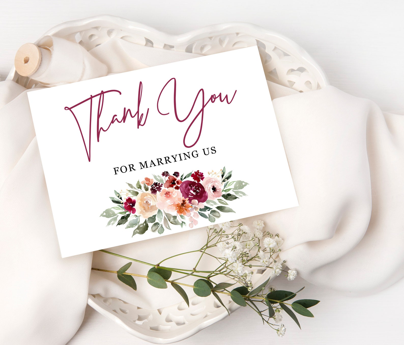 Wedding Officiant Card Thank you for Marrying Us Gift For