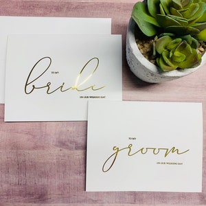 Foil Bride and Groom Letters, Wedding Card to my Groom, To My Bride and Groom, Wedding Day Card, Bridal Party, Wedding Note Card