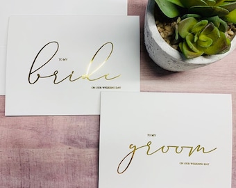 Foil Bride and Groom Letters, Wedding Card to my Groom, To My Bride and Groom, Wedding Day Card, Bridal Party, Wedding Note Card