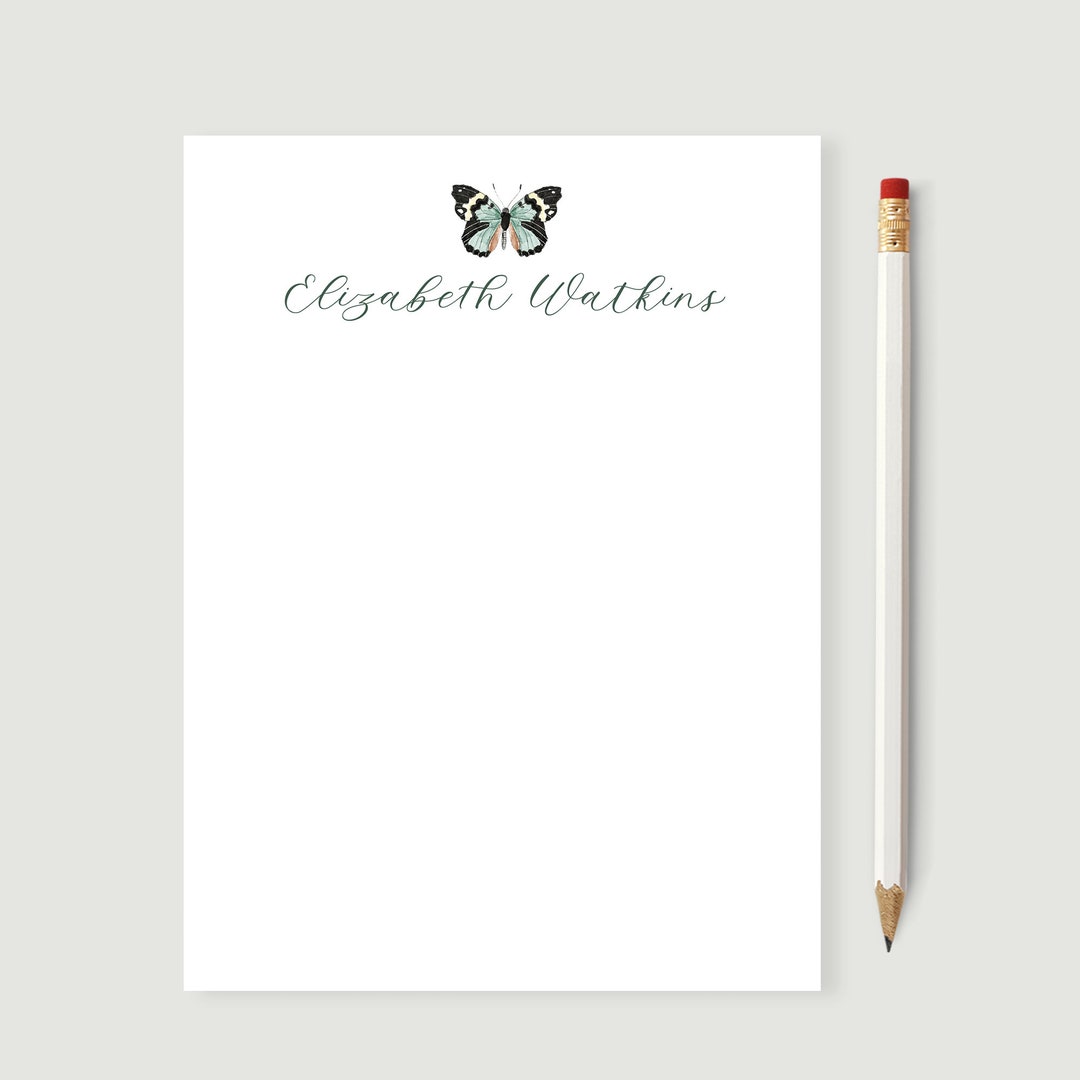 Personalized Stationery Notepad With Butterfly Design - Etsy