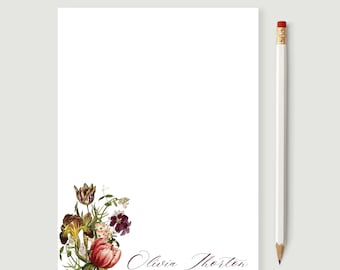 Floral Personalized Notepad, Gift For Her, Custom Notepad for Teacher, 50 5x7 Unlined or Lined, Custom Writing Notepads, Thank You Notes