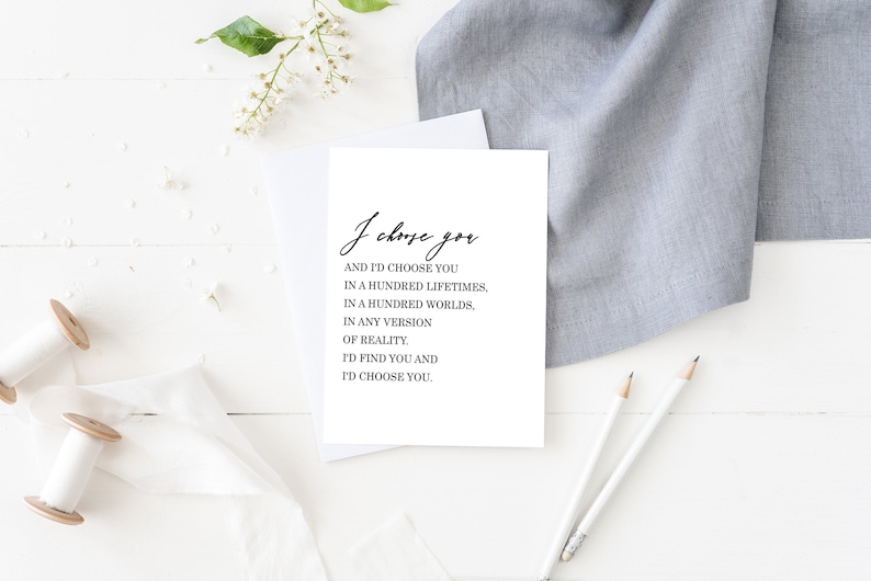 Wedding Card For Groom Bride I Choose You Husband Card Etsy