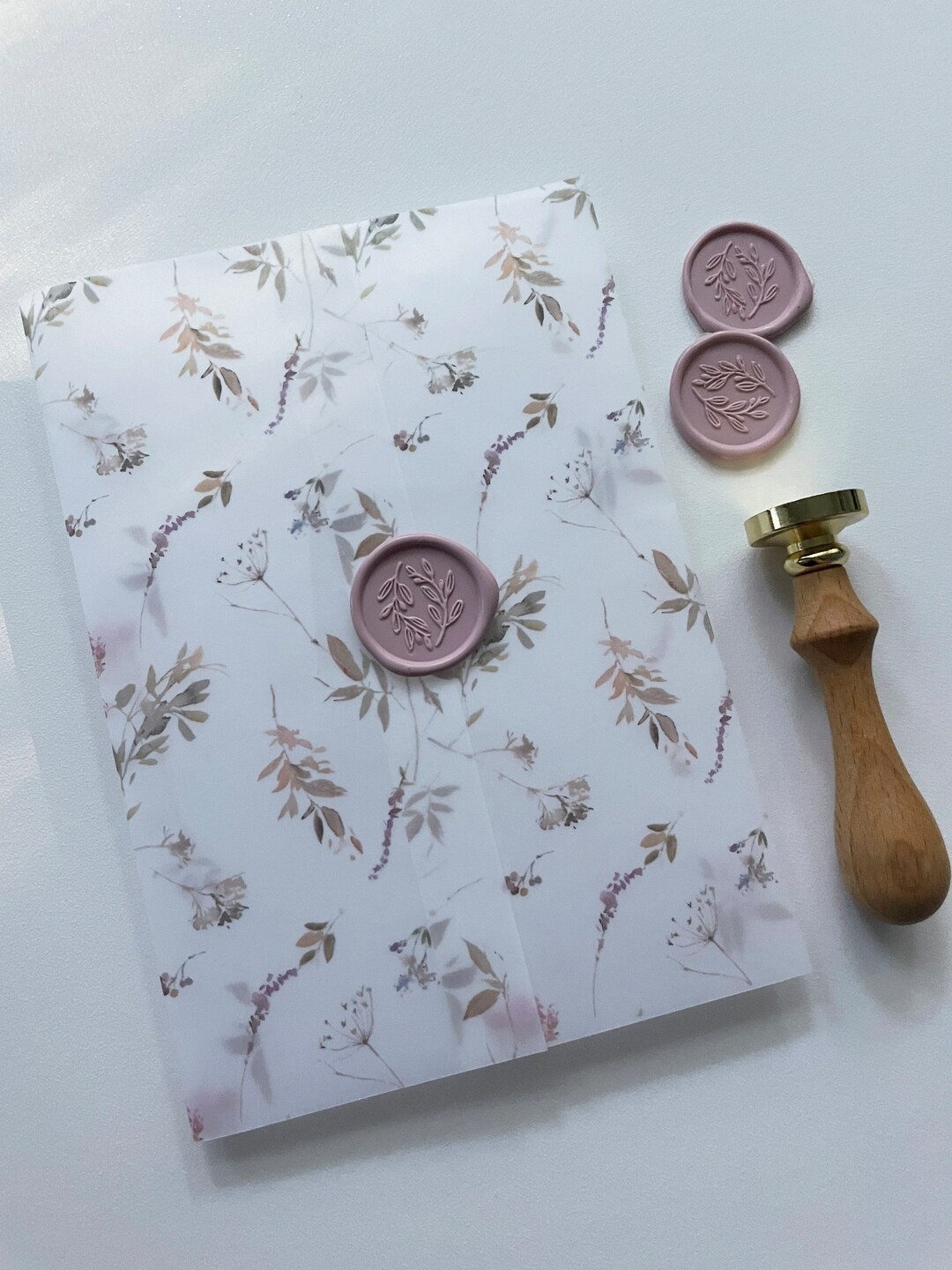 Vellum Wrap for Wedding Invitations, Vellum Wrap Floral, Boho