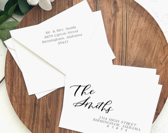 Bedrukte enveloppen, bedrukking bruiloftsgastuitnodiging, adressering in moderne schrift, bruiloftsadressering, bedrukte A7-enveloppen, eenvoudige bruiloft