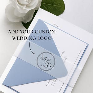 Custom Vellum Belly Band with Wedding Logo – Clear Wrap for Invitations, Personalized Monogram Band, Elegant Wedding Stationery
