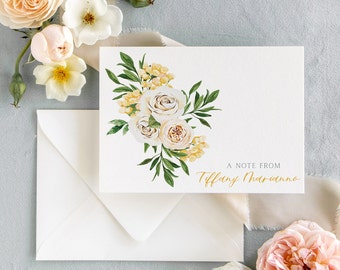 Papelería personalizada con flores, notas florales de agradecimiento, papelería floral, regalo para ella, regalo para mujeres, conjunto de 10 tarjetas