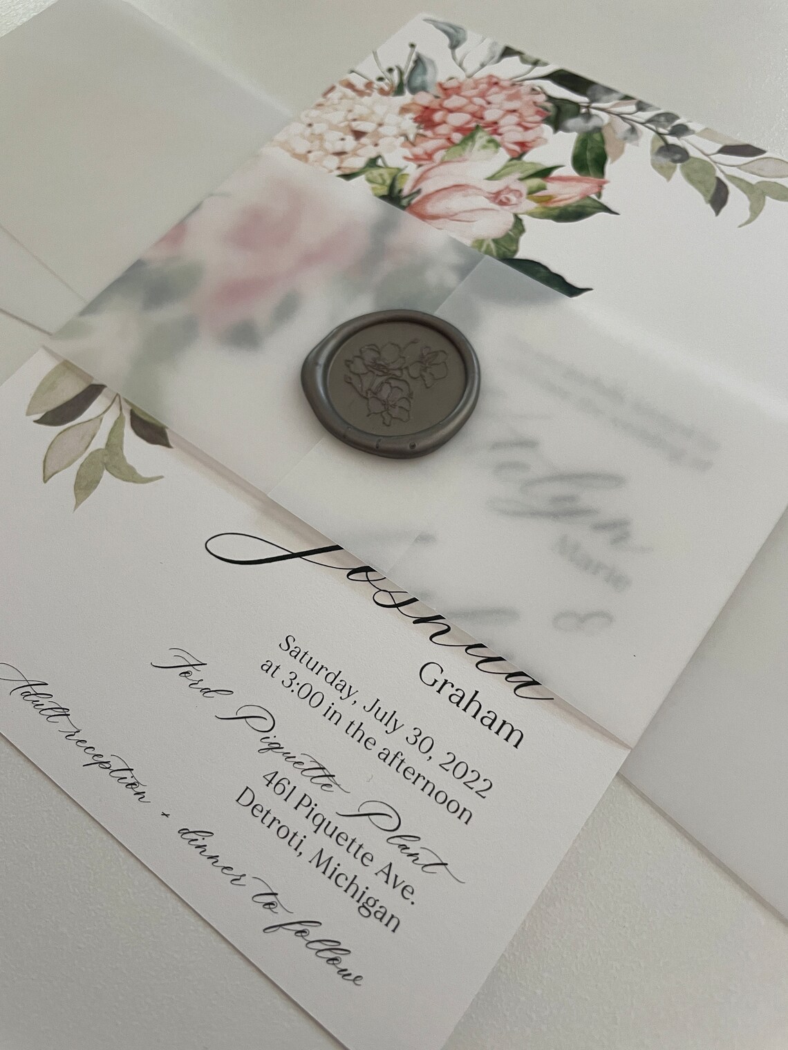 5x7 Vellum Band Wedding Invitations Translucent Belly Band Etsy