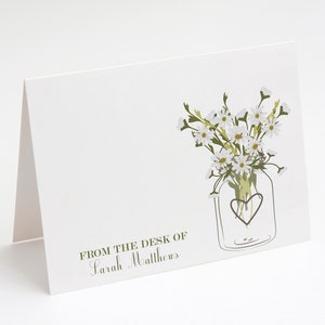 Gepersonaliseerde notitiekaartenset, gepersonaliseerde briefpapierset, bloem gevouwen notitiekaarten, bloemen blanco kaart, bloemenwenskaarten, set van 10