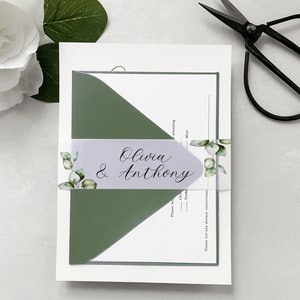 Greenery Vellum Belly Band Wrap, Custom Vellum Belly Band for 5x7 Invitations, DIY Vellum Wedding Invitation, Greenery Invitation Band