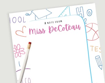 Teacher Personalized Notepad, 5x7 Unlined Custom Notes, Notepad With Name, Teacher Appreciation Gift, Gift for Her, 50 Pages, School, Sports