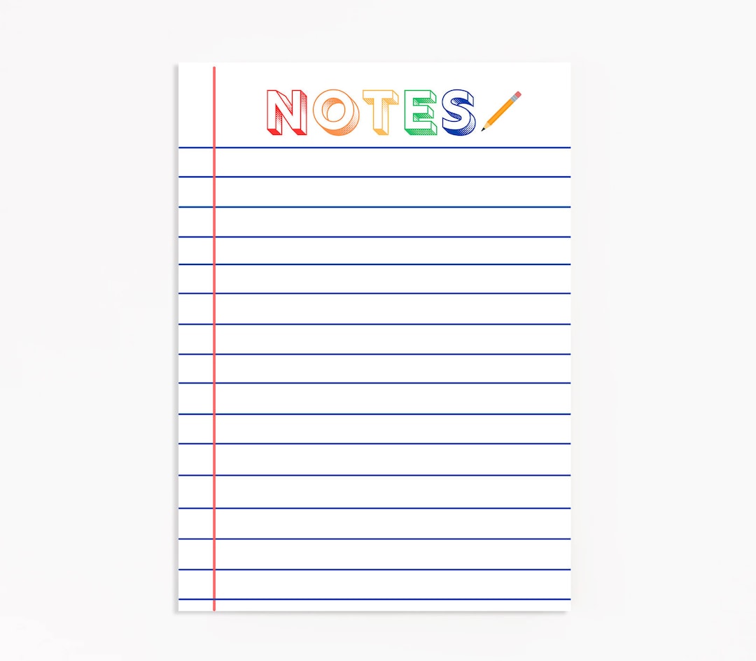 Custom Lined Notepad Contemporary Note Taking Pad Colorful Etsy