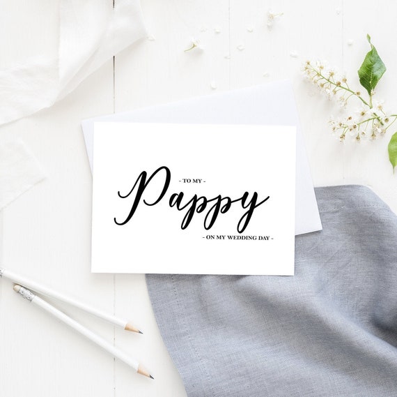 Grandpa To my Papa Calligraphy Script, On our Wedding Day Before I Do Papa Wedding Day Cards Wedding Note Cards Grandfather