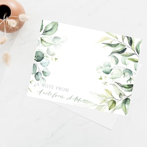 Greenery Notecard Personalized, Script Personalized Stationery Cards Set, Floral Note cards, Personalized Stationary Set Folded Note Cards