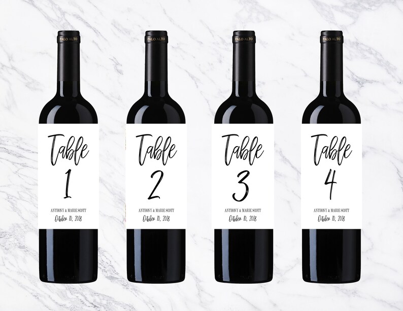 Table Number Wine Bottle Labels Centerpiece Labels Wedding Etsy