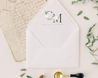 Custom Envelope Liner, Cream Floral Initial Envelope Liner, Wedding Invitation Envelope, Floral  Liner, Lined Envelopes, Set of 10 Liners