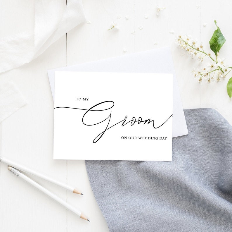 To My Groom On Our Wedding Day, Groom Wedding Day Card, Descriptive Word Wedding Day Card, Card For Groom Wedding Day image 1