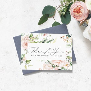 Custom Floral Thank You Card, Thank You Cards Wedding Gift, Thank You Card Set, Personalized Thank You Notes, Bridal Shower, Stationery