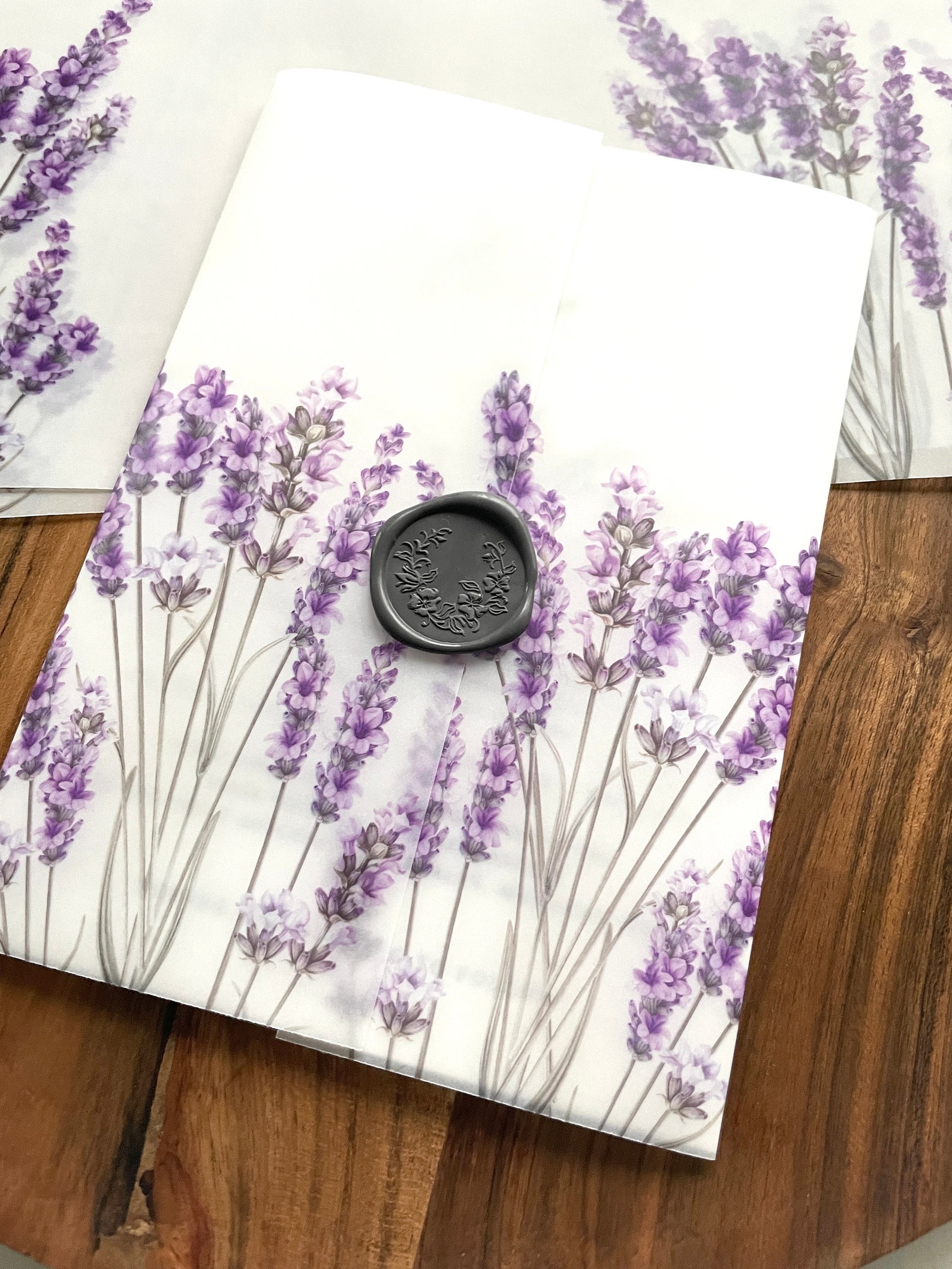 Lavender Floral Vellum Wrap 5x7 Purple Violet Vellum Etsy