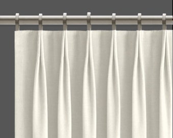 White French Pleat Curtains | Cotton Lined Set of 2 | Fan Pleat | French Pinch-Pleat Drapery Panels | Window Treatments by Designer Homes