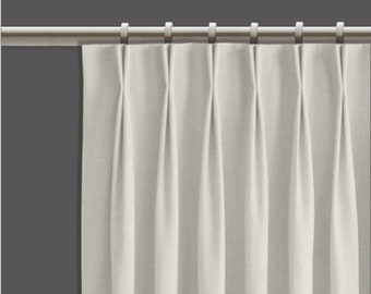 White Pinch Pleat Curtains | Cotton Lined Set of 2 | Fan Pleat | French Pinch-Pleat Drapery Panels | Window Treatments by Designer Homes