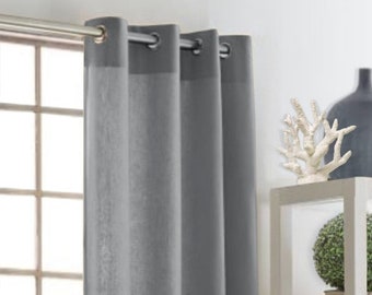 Linen Curtains | Unlined Set of 2 | Gray Beige Grommet Drapes | High Quality Custom Drapery Panels | Window Treatments by Designer Homes