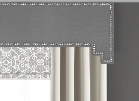 Cornice Board Pelmet Box Window Treatment In Gray Fabric With Etsy