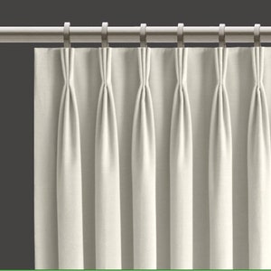 White Curtains Cotton Lined Set of 2 Cotton Curtains French Pinch-Pleat Drapery Panels Window Treatments by Designer Homes image 2