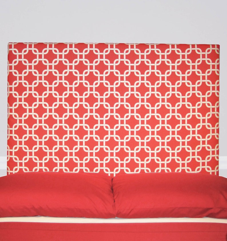 Padded Twin or Full Size Headboard Girl Coral Geometric Upholstered Headboard Boy Teen Bedroom Dorm Room- Wall Mount Headboard Kids
