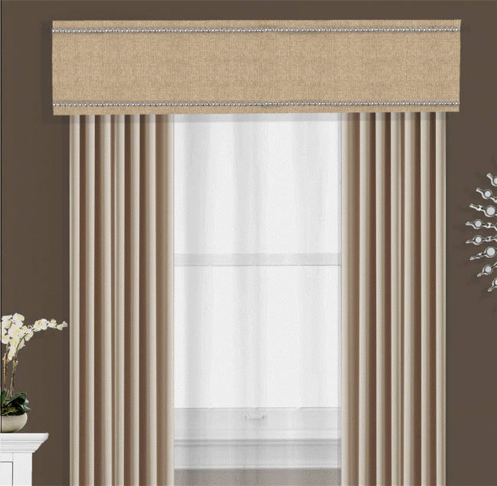 Valance Cornice Board Pelmet Box With Nail Head Window Treatment in