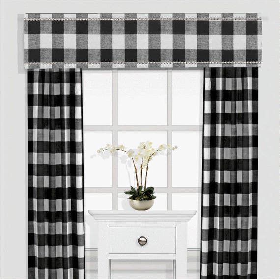 Farmhouse Check Cornice Board Valance Box Window Treatment Etsy