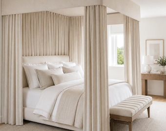 Reserved for Anthony | Bed Canopy with Curtains | Canopy Bed Drapery by Designer Homes