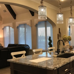 Custom Cornice Board Pelmet Box Window Treatment in White with Nailhead Trim - Custom Curtain Topper in Modern Fabric Nail Head