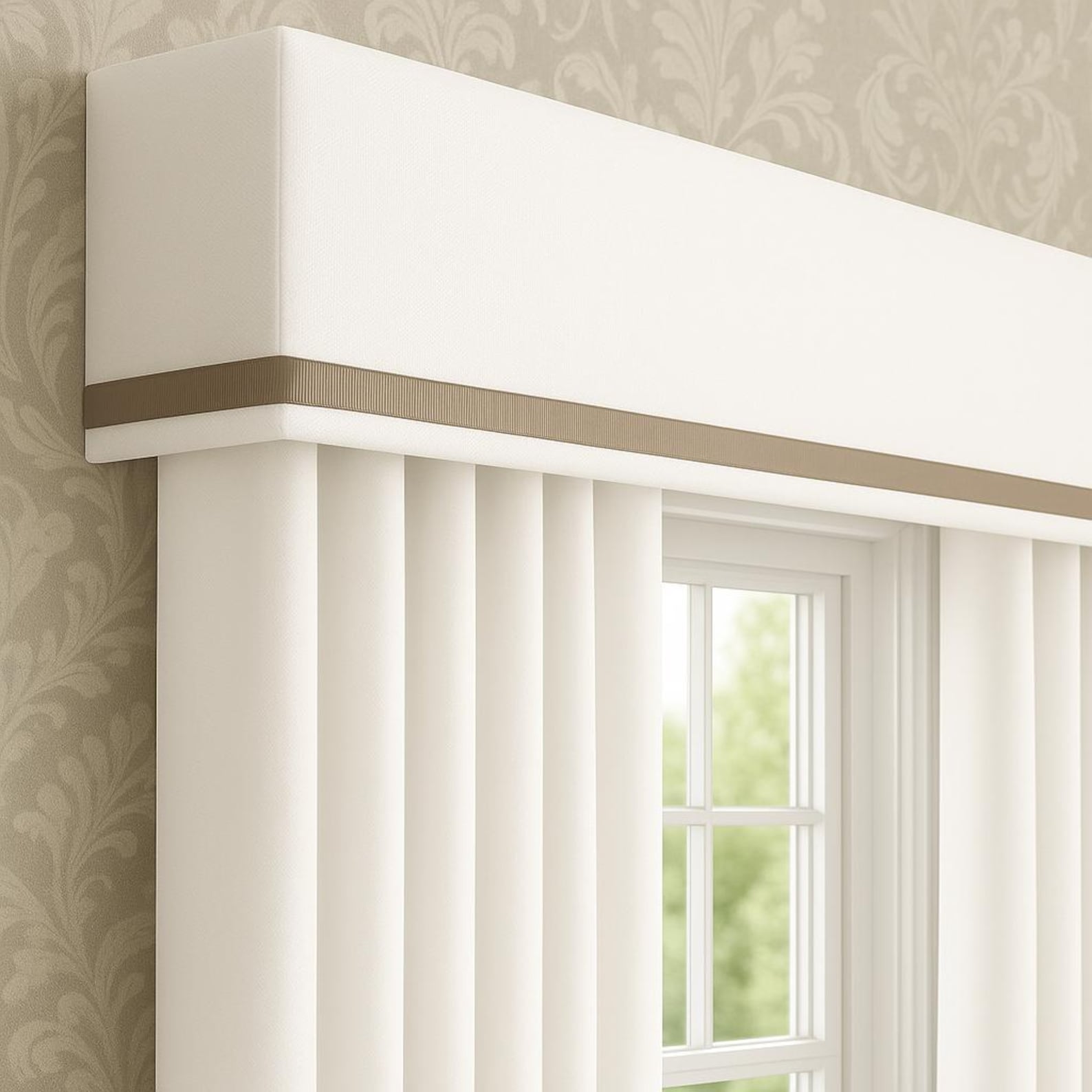 Cornice Board Nursery Valance Window Treatment | Ribbon Trimmed Valance