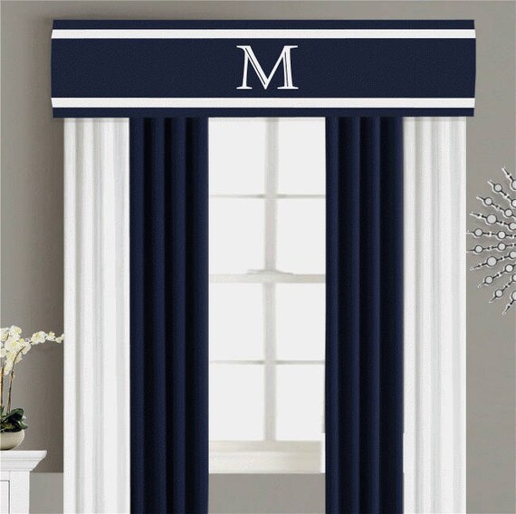 Valance Cornice Board Pelmet Box Window Treatment In Navy Blue Etsy