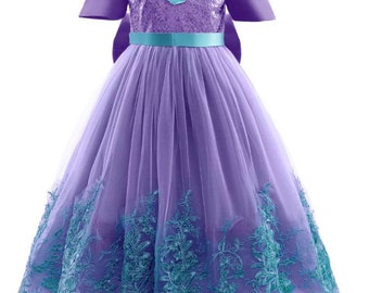 Kinderen meisjes zeemeermin prinses Ariel jurk zeemeermin feestjurk zeemeermin kostuum cosplay jurk Disney prinses Ariel Halloween outfit (2)