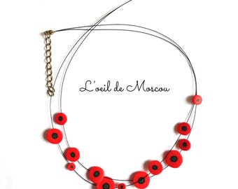 poppy necklace, two strands, simple and pretty