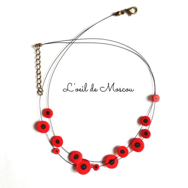 collier de coquelicots, deux rangs, simple et joli