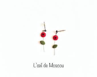 boucles d'oreilles création originale petits coquelicots