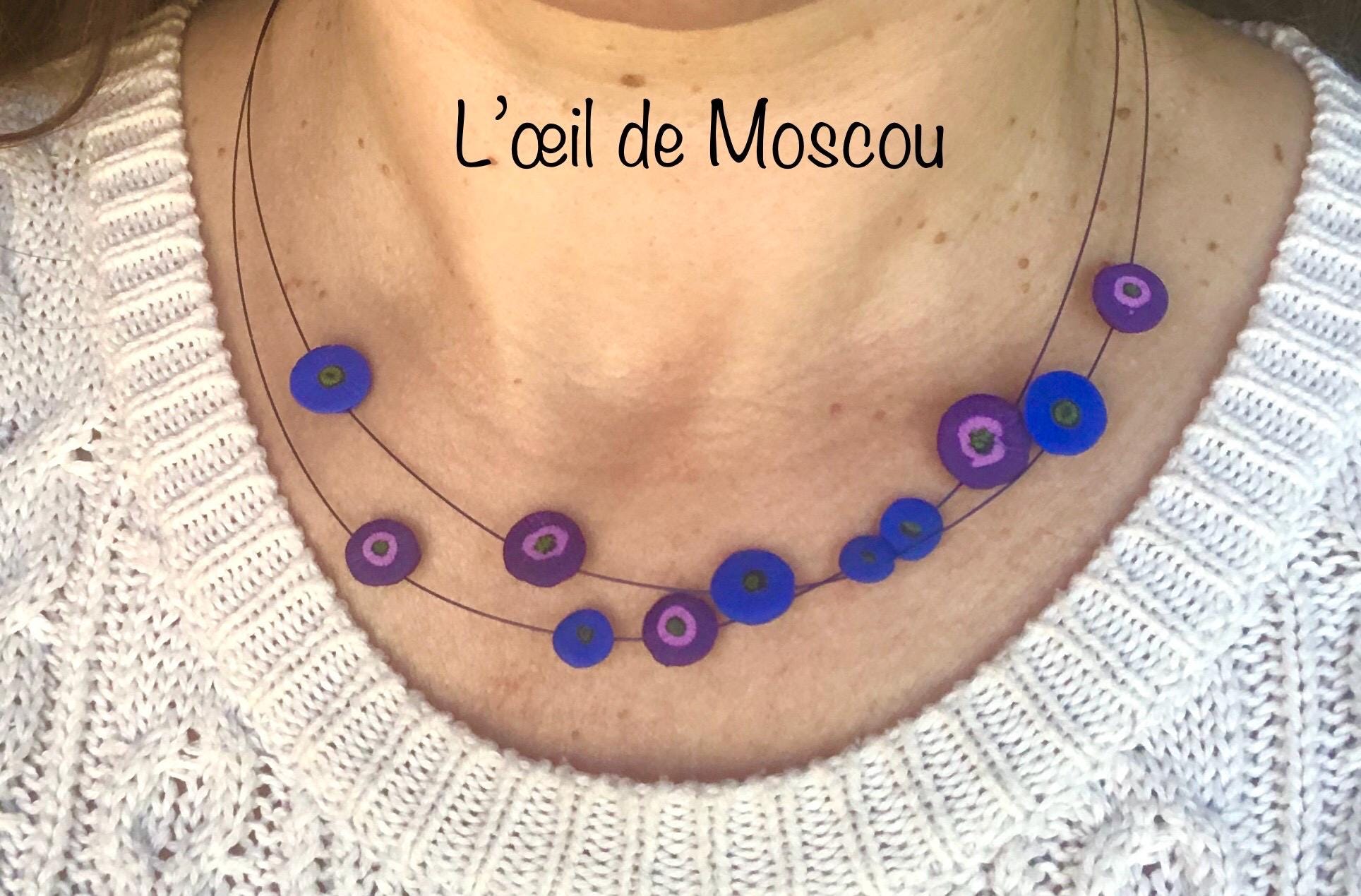 blue and purple poppy necklace, two strands, simple and pretty