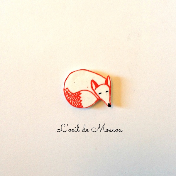 pin's plastique fou renard orange