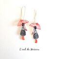 "Les petites dames" earrings, handmade creation, shrink plastic