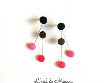 colorful polymer clay disc earrings