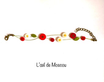 bracelet coquelicots et marguerites