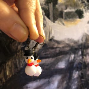 Boucles d'orelles bonhomme de nege pour Noël - Etsy France