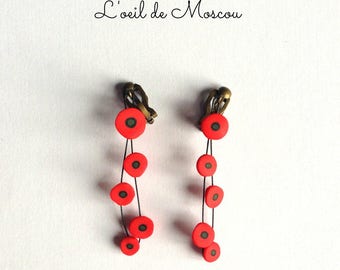 clips boucles d'oreilles créateur coquelicots grappes