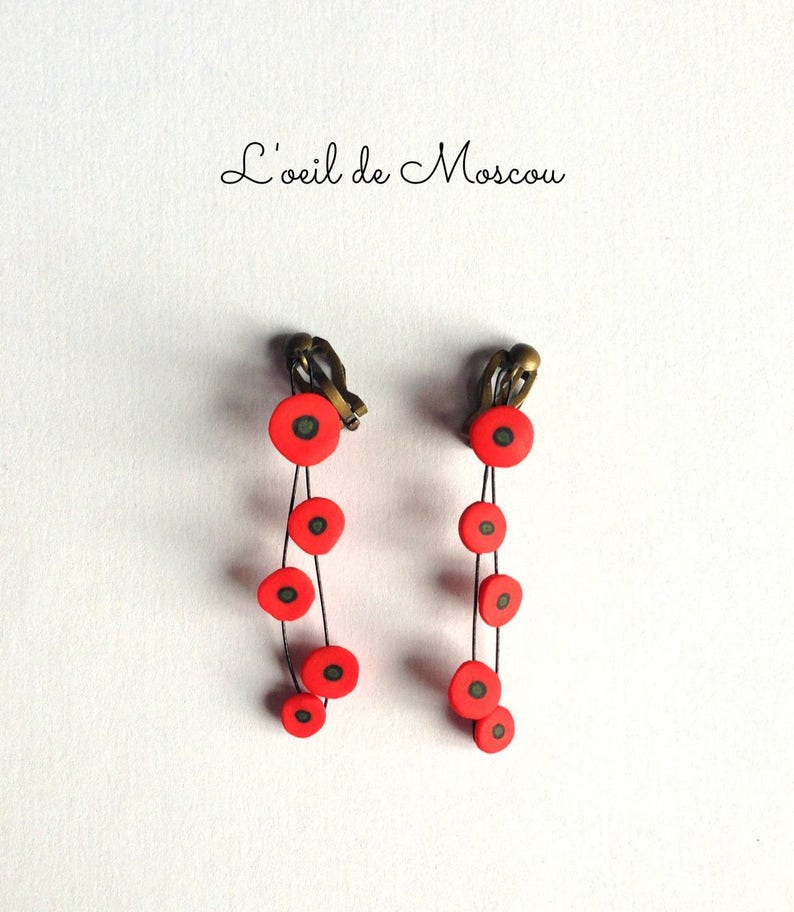 clips boucles d'oreilles créateur coquelicots grappes image 1